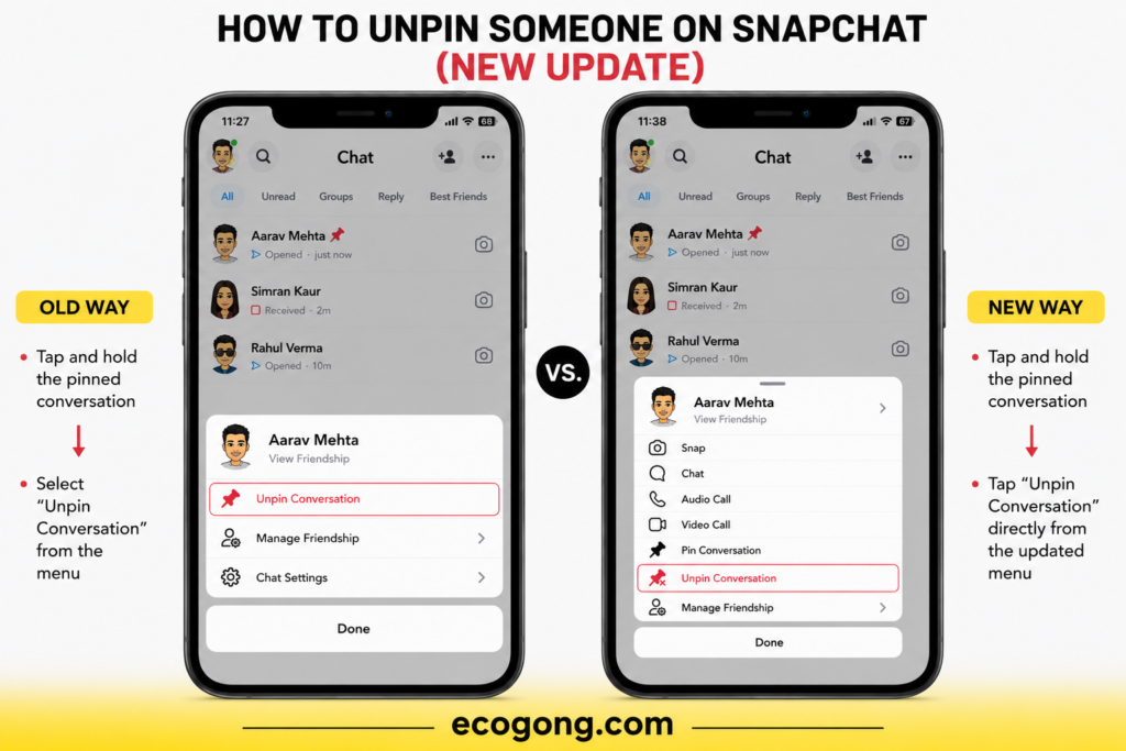 how to unpin someone on snapchat